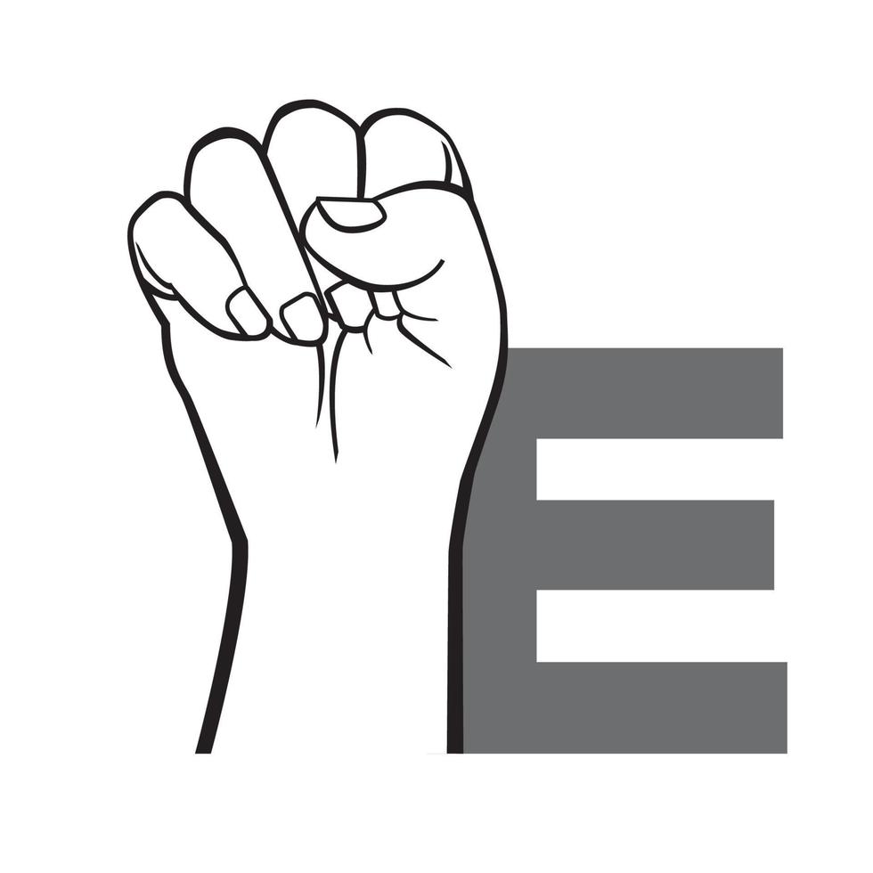 main, langue des signes, alphabet, lettre, e, vecteur, illustration. vecteur