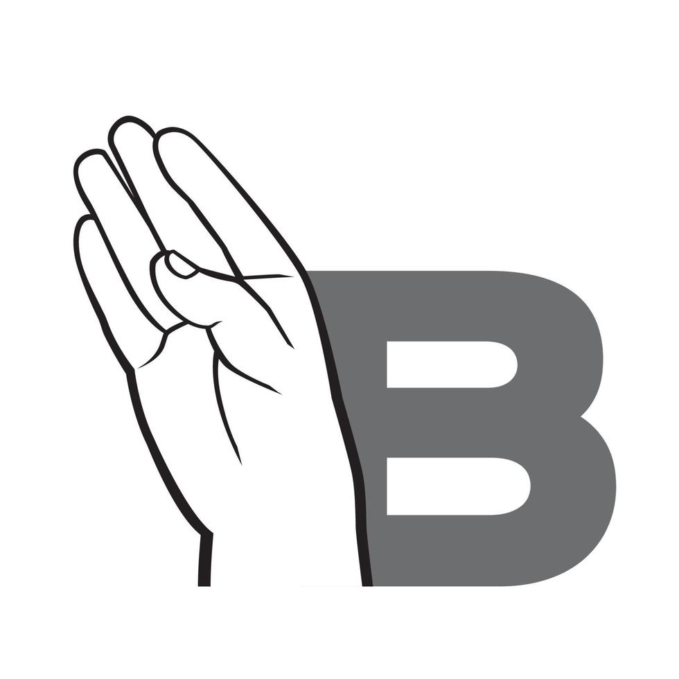 main, langue des signes, alphabet, lettre, b, vecteur, illustration. vecteur
