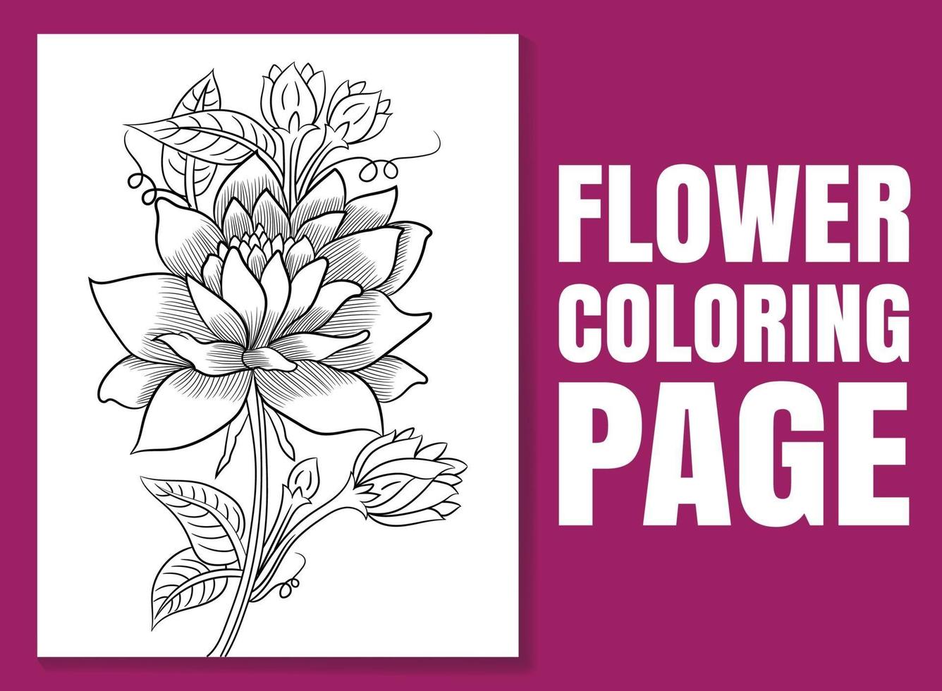 coloriage de fleurs pour adultes et enfants. livre de coloriage de fleurs. vecteur