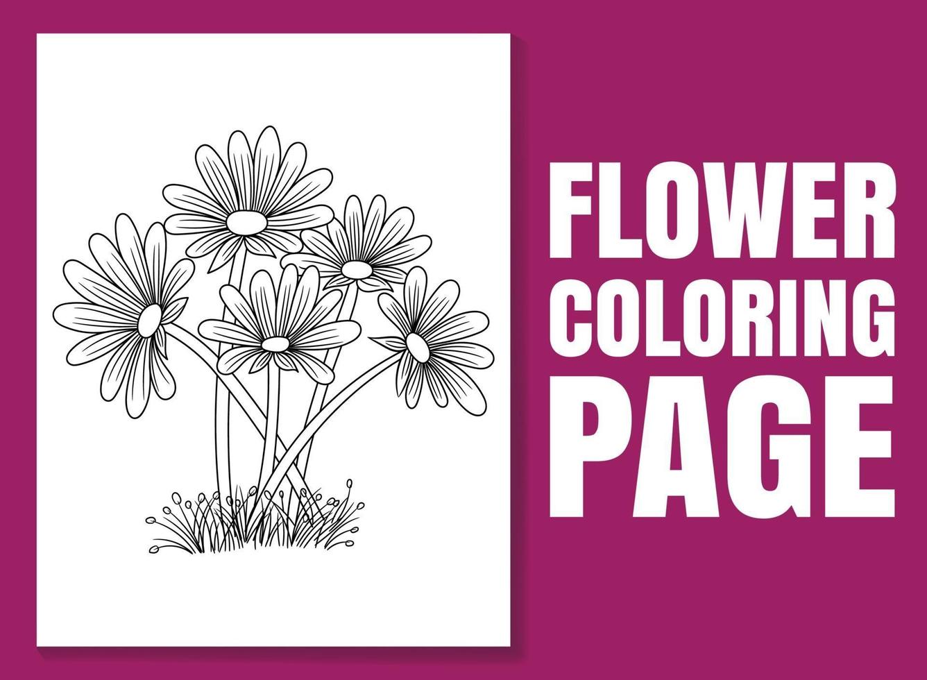 coloriage de fleurs pour adultes et enfants. illustration dessinée à la main vecteur