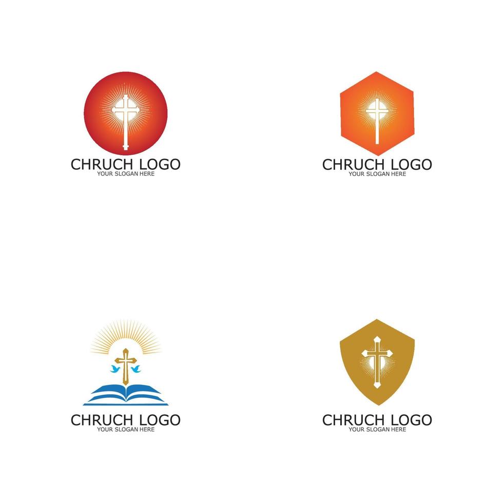 logo église.symbole chrétien, la bible et la croix vecteur