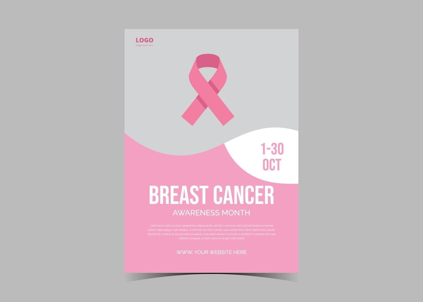modèle de flyer de sensibilisation au cancer du sein. cancer du sein d'octobre. vecteur
