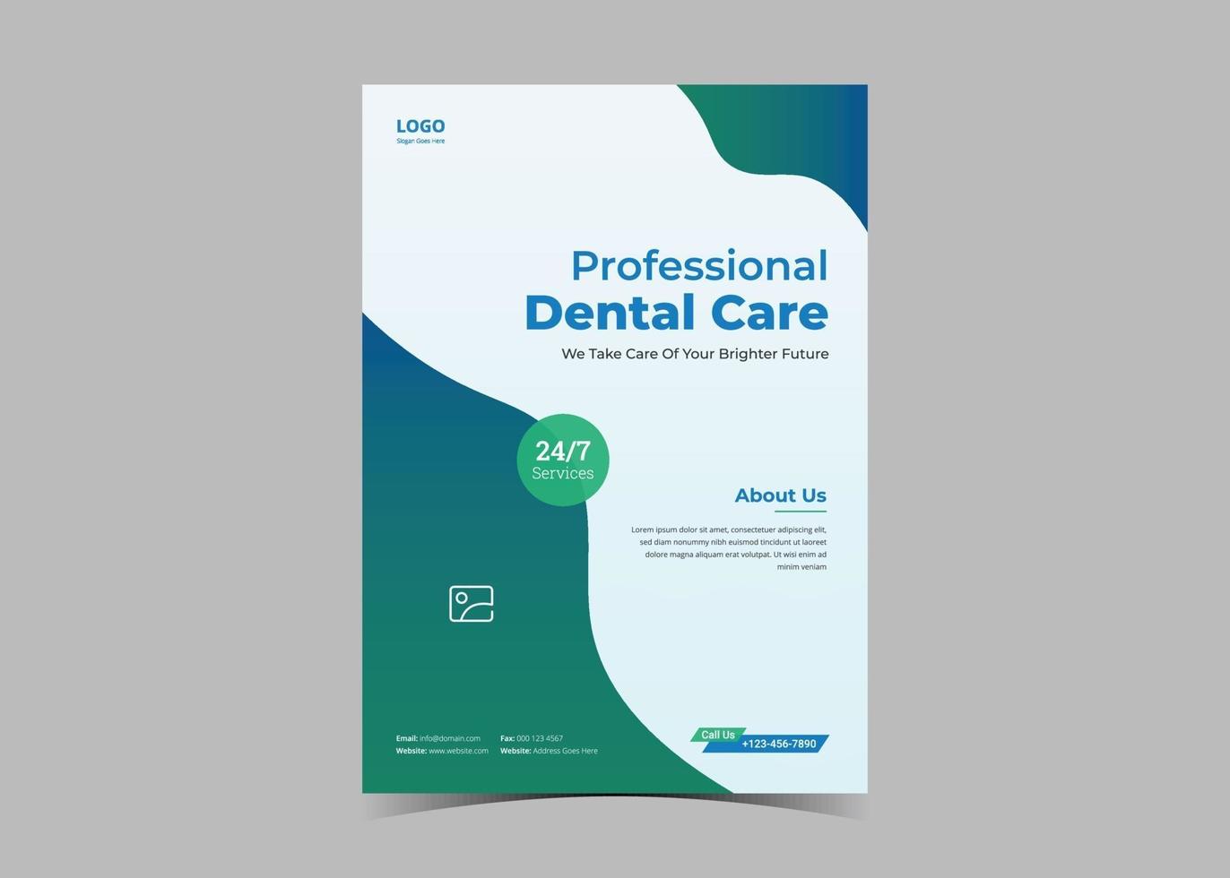 conception de modèle de flyer de dépistage de clinique de dentiste. vecteur