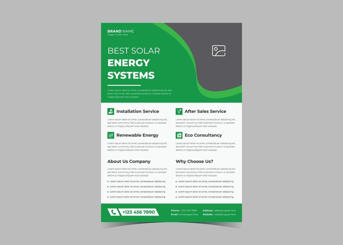 modèles de flyer d'énergie solaire, énergie solaire pour votre place, flyer solaire vecteur