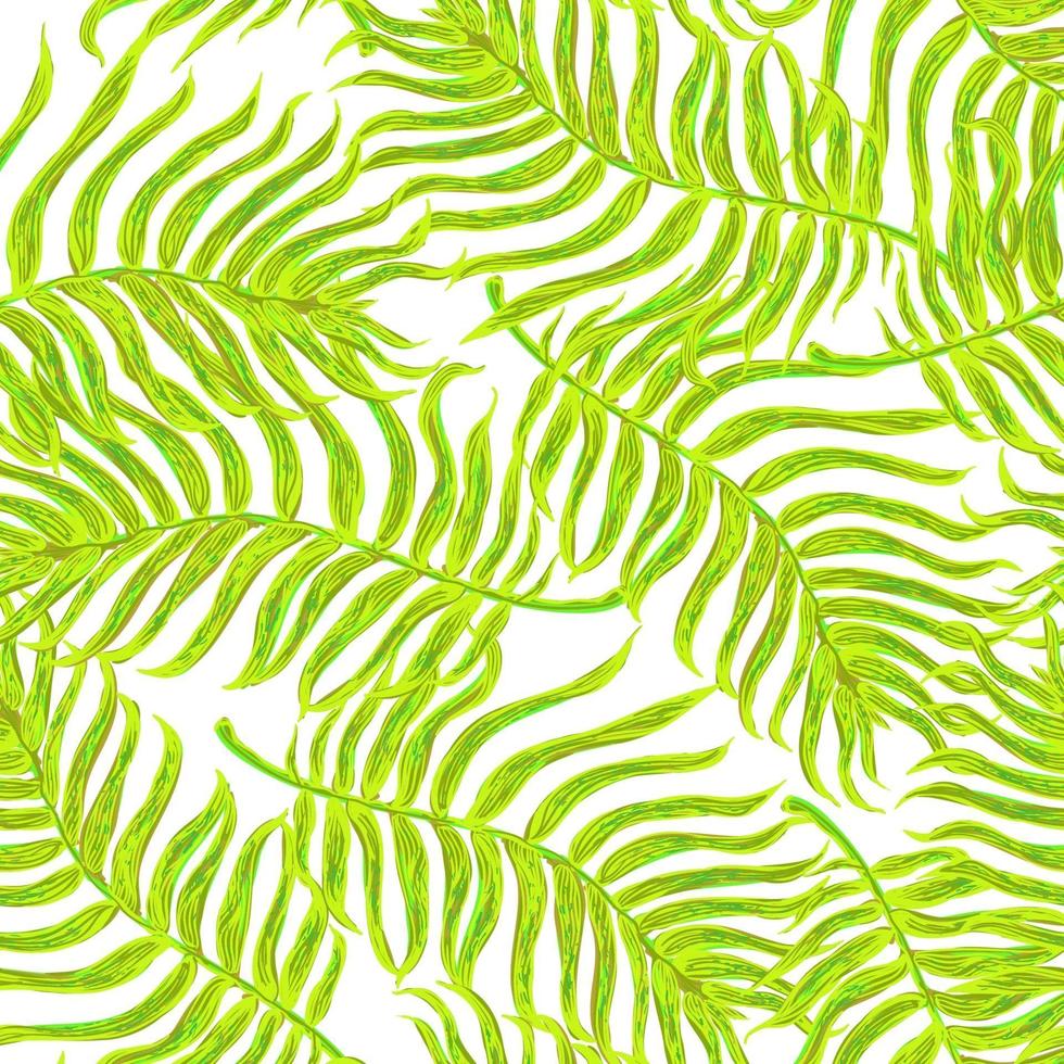 modèle sans couture avec illustration colorée de feuilles de palmiers tropicaux vecteur