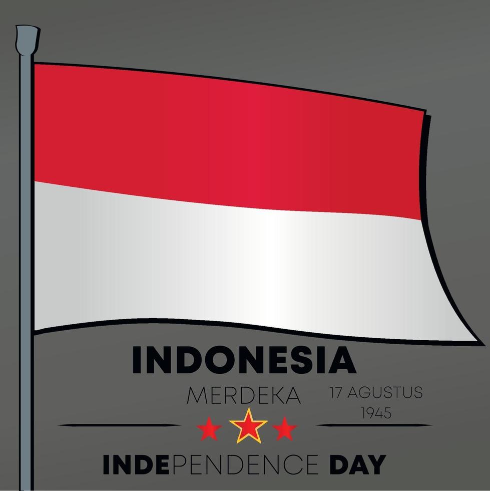 indonésie fête de l'indépendance merdeka 17 août 1945 drapeau et pôle vecteur