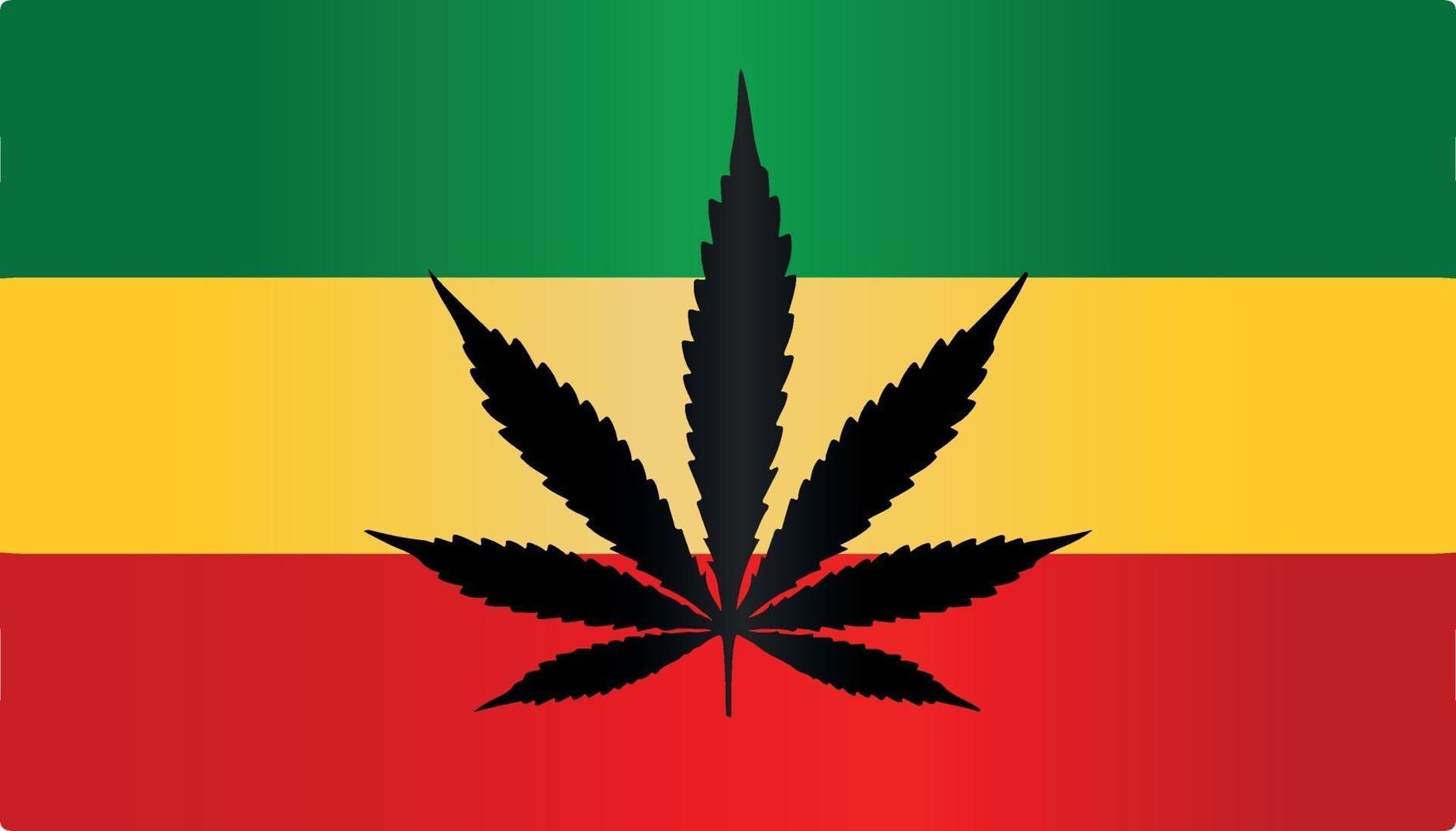 rasta reggae marijuana drapeau symbole plat vecteur dégradé couleur