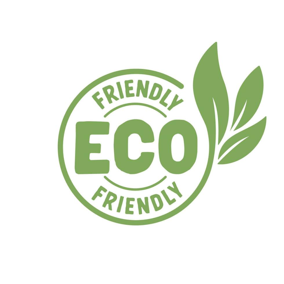 éco amical badge. en bonne santé Naturel produit étiquette logo conception avec plante feuilles. vecteur