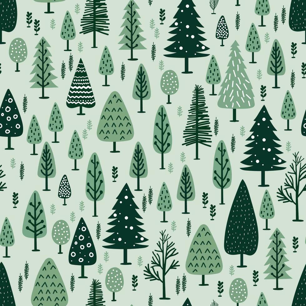 Noël sans couture modèle. vert épicéa, des buissons et des arbres. vecteur illustration. la nature conception