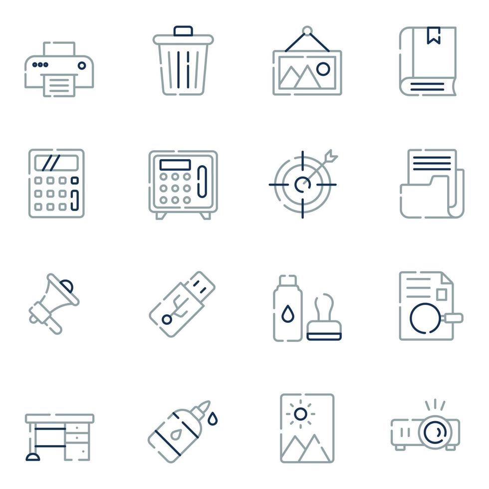icônes de ligne de fournitures de bureau vecteur