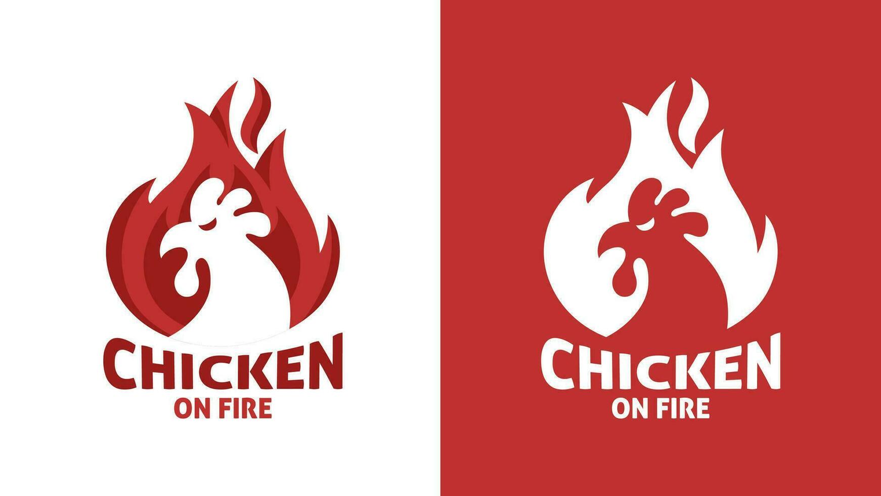 Facile élégant poulet sur Feu logo silhouette style concept vecteur