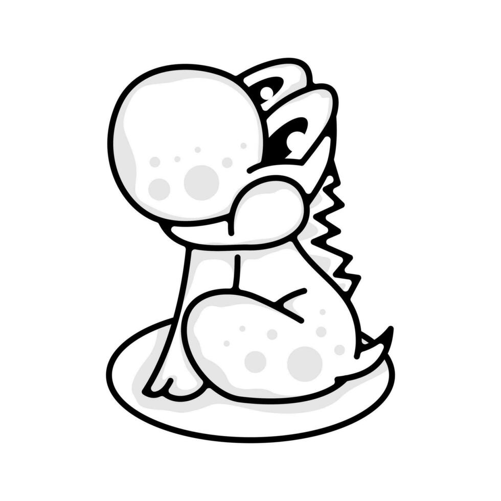 vecteur noir et blanc personnage dino logo