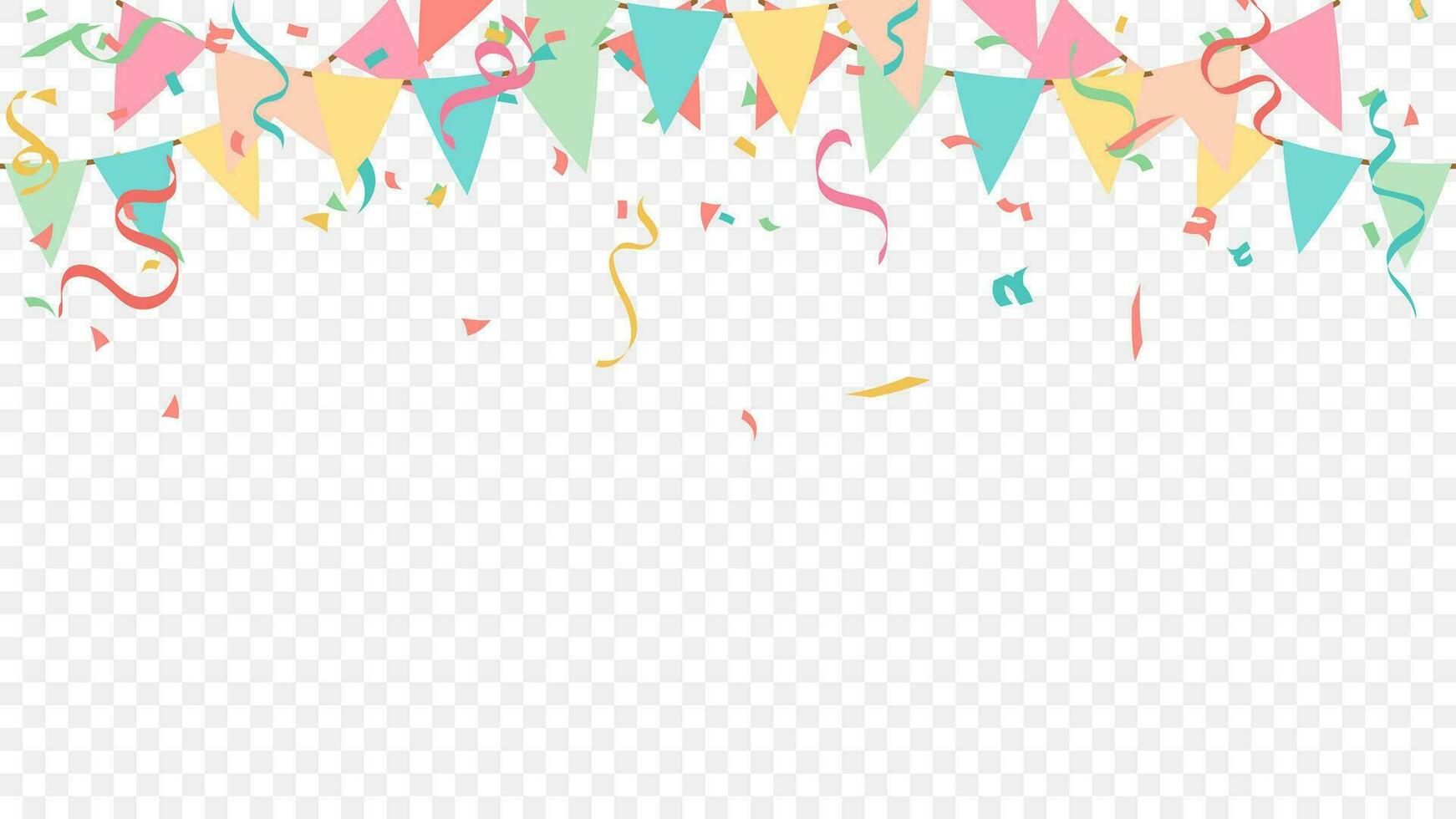 pastel fête drapeaux et confettis explosions avec bruants et rubans pour carnaval, fête, anniversaire, anniversaires et vacances fête vecteur