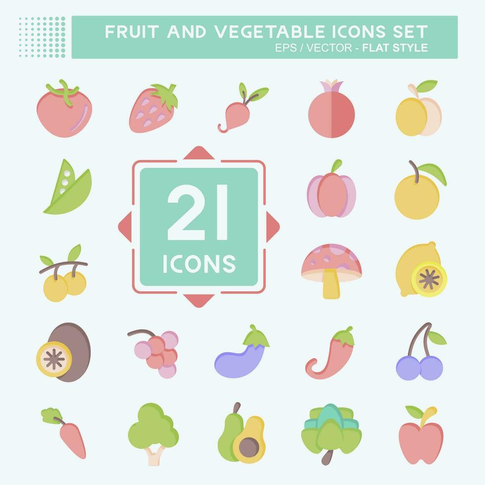 icône ensemble fruit et légume. en relation à en bonne santé symbole. plat style. Facile conception modifiable. Facile illustration vecteur