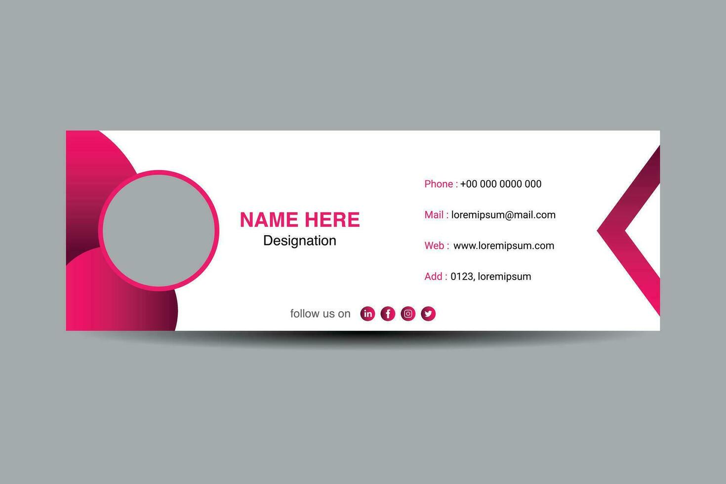 moderne email Signature modèle. rose et blanc couleur. vecteur illustration