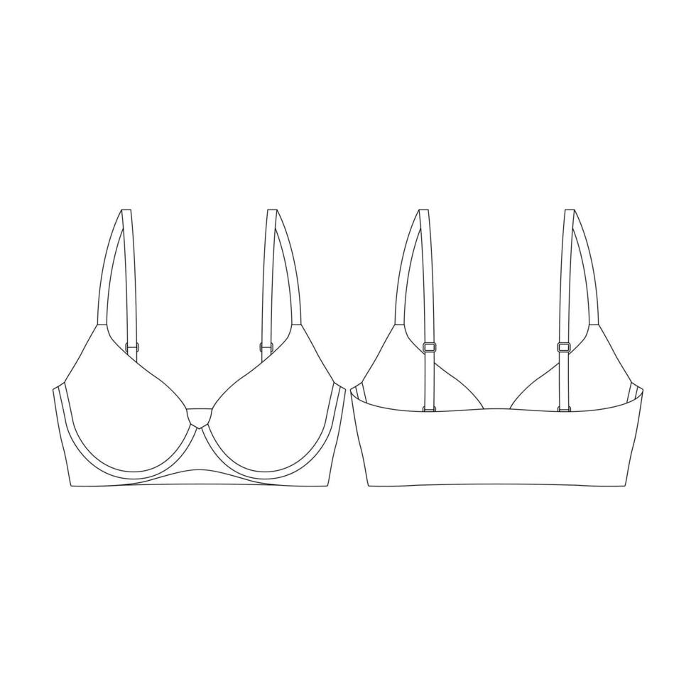 modèle pousser en haut soutien-gorge vecteur illustration plat conception contour Vêtements collection