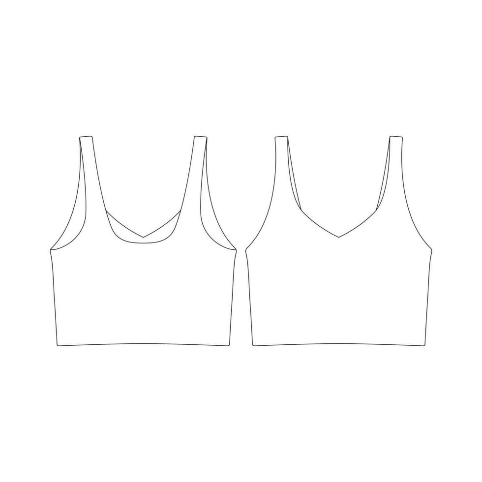 modèle longue ligne des sports soutien-gorge vecteur illustration plat conception contour Vêtements collection