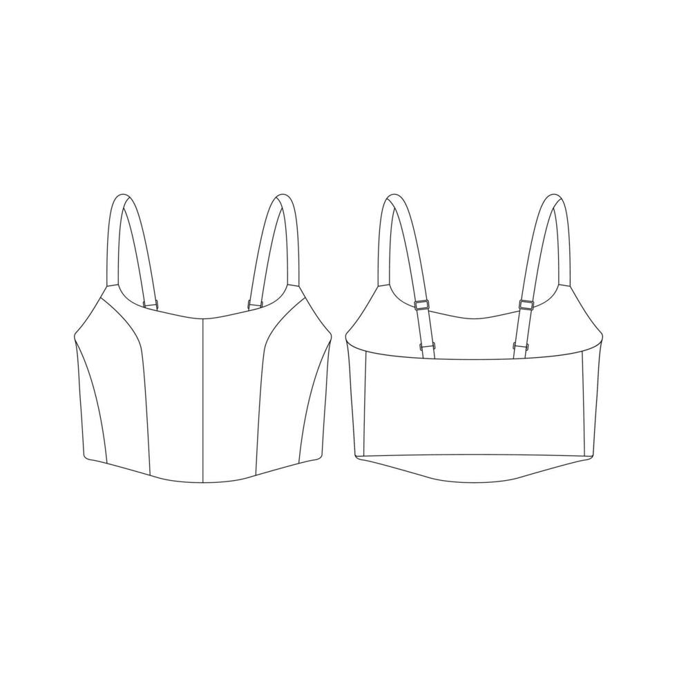 modèle corset des sports soutien-gorge vecteur illustration plat conception contour Vêtements collection