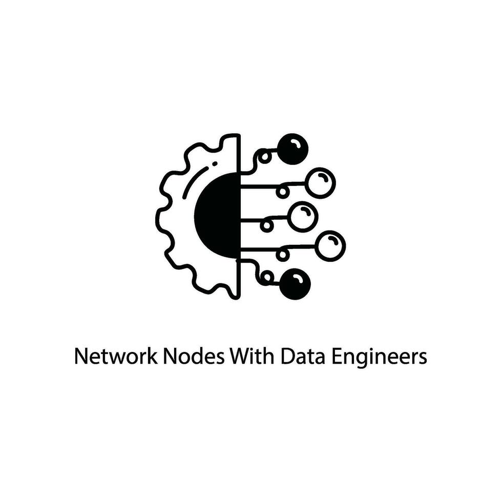 réseau nœuds avec Les données ingénieurs griffonnage icône conception illustration. la mise en réseau symbole sur blanc Contexte eps dix fichier vecteur