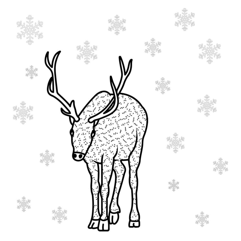 vague image de une cerf silhouette. Noël décoration griffonnages vecteur