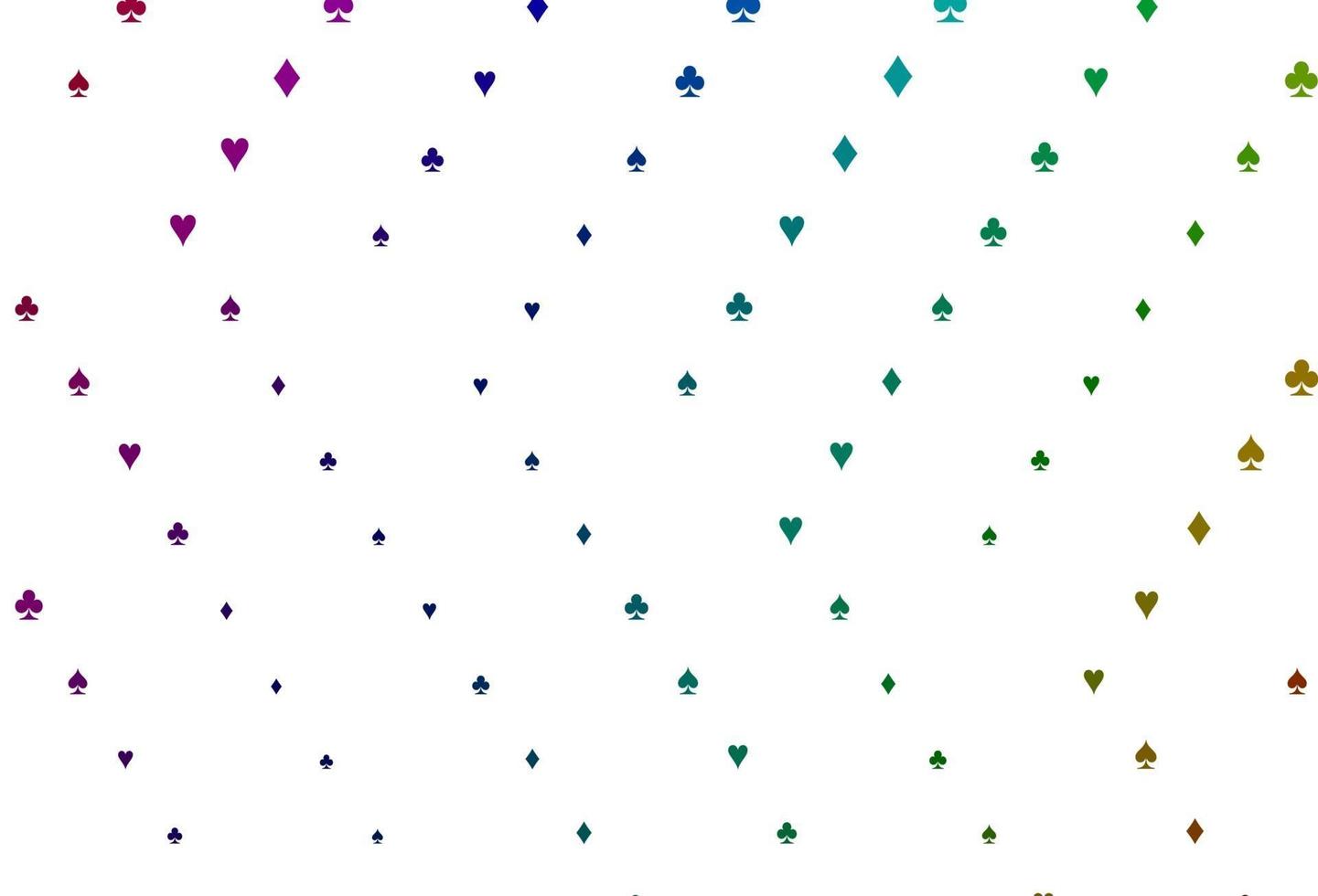modèle vectoriel multicolore clair et arc-en-ciel avec symboles de poker.