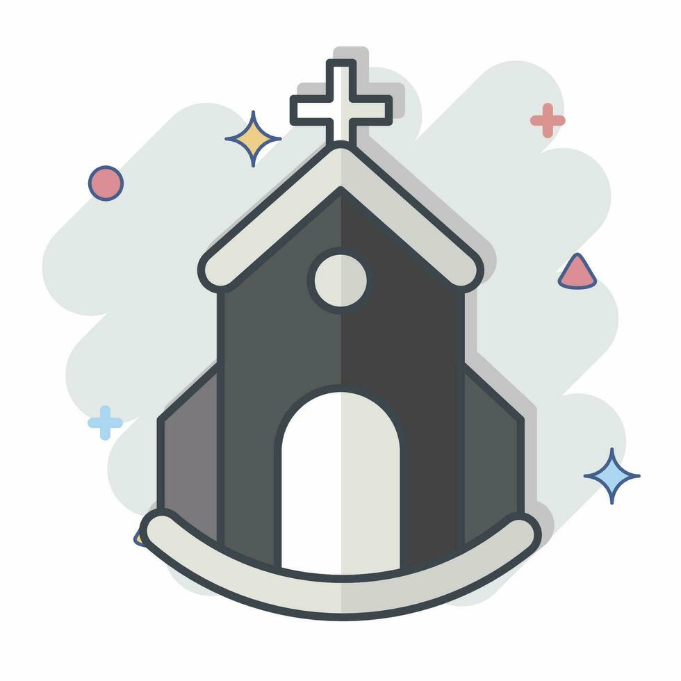 icône église. en relation à icône bâtiment symbole. bande dessinée style. Facile conception modifiable. Facile illustration vecteur