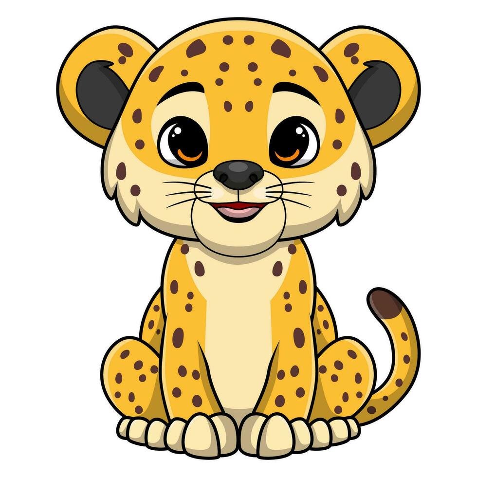mignonne léopard dessin animé sur blanc Contexte vecteur