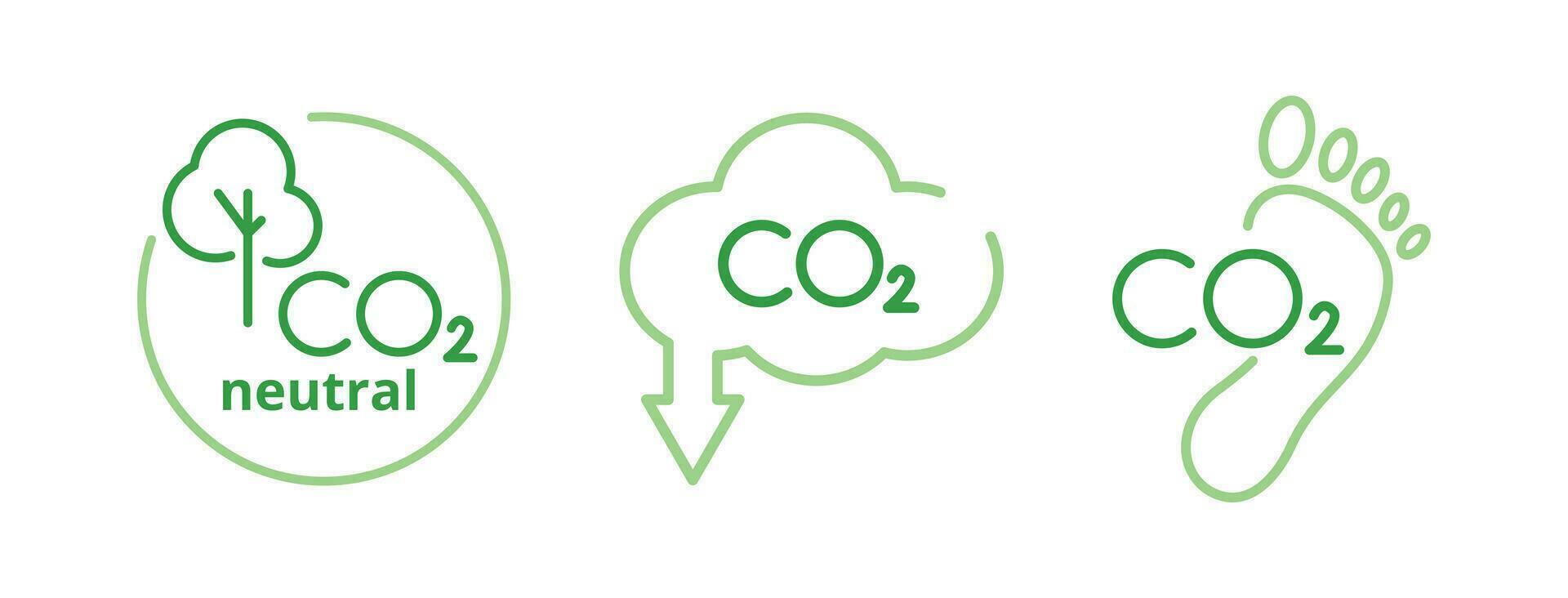 CO2 neutre emblème. réduire carbone dioxyde émissions. carbone empreinte. vecteur logo sur blanc Contexte