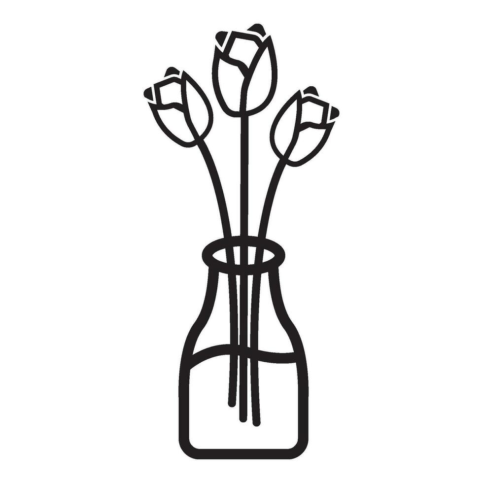fleur vase icône logo vecteur conception modèle illustration