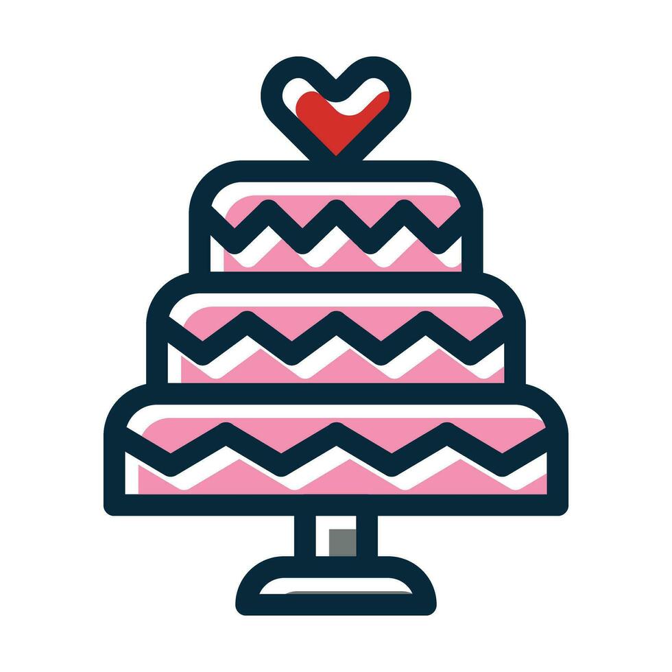 mariage gâteau vecteur épais ligne rempli foncé couleurs Icônes pour personnel et commercial utiliser.