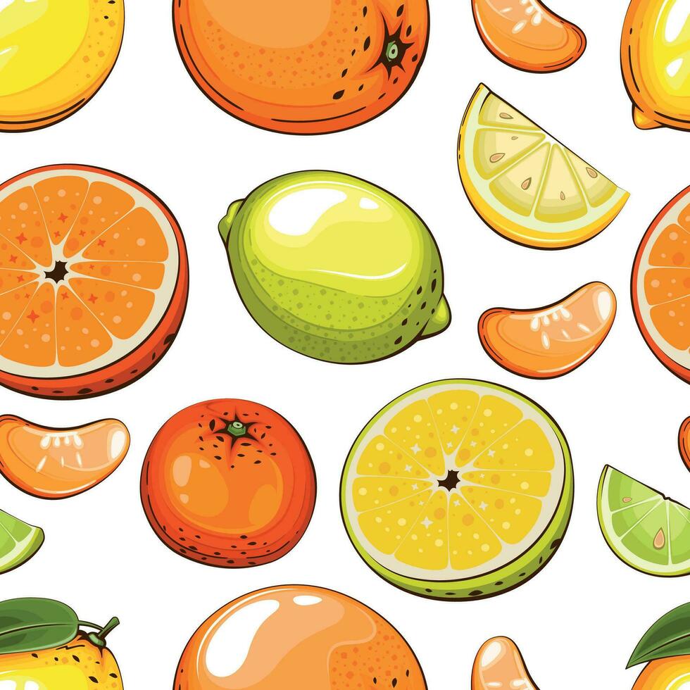 coloré sans couture modèle avec Frais des fruits. sans couture modèle avec agrumes. nourriture modèle. des fruits Contexte. mixte des fruits modèle. cuisine vibrant conception. coloré vecteur illustration