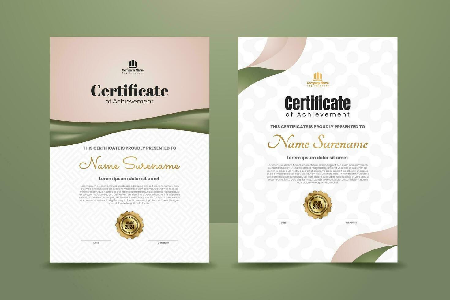 classique luxe certificat modèle conception avec moka et vert thé ornement. vecteur illustration