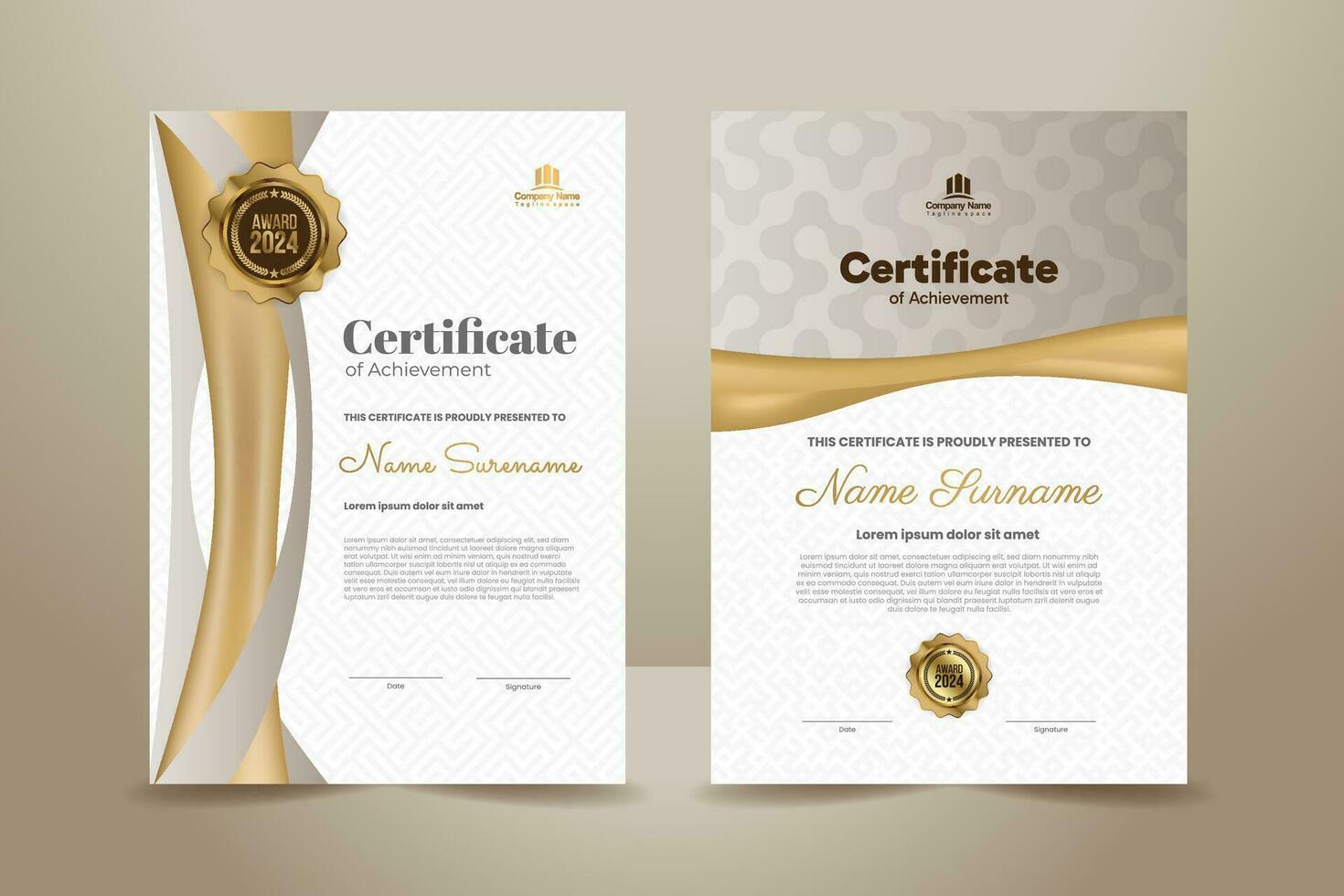 élégant luxe certificat modèle conception avec d'or moka ornement. vecteur illustration