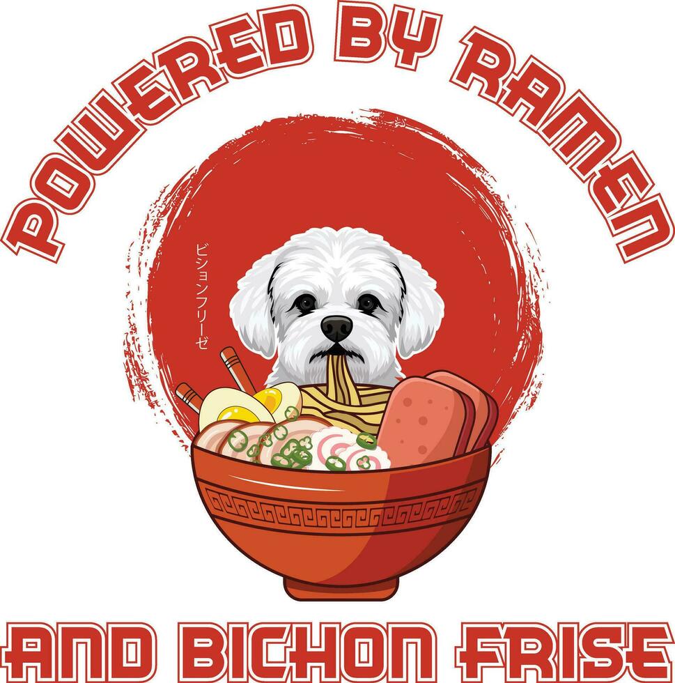 ramen Sushi bichon frise chien T-shirt vecteur