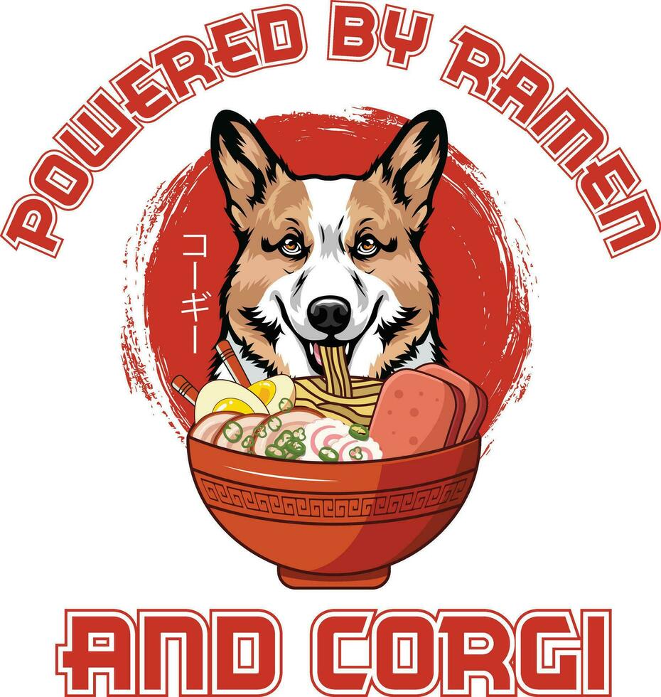 ramen Sushi gallois corgi chien T-shirt vecteur