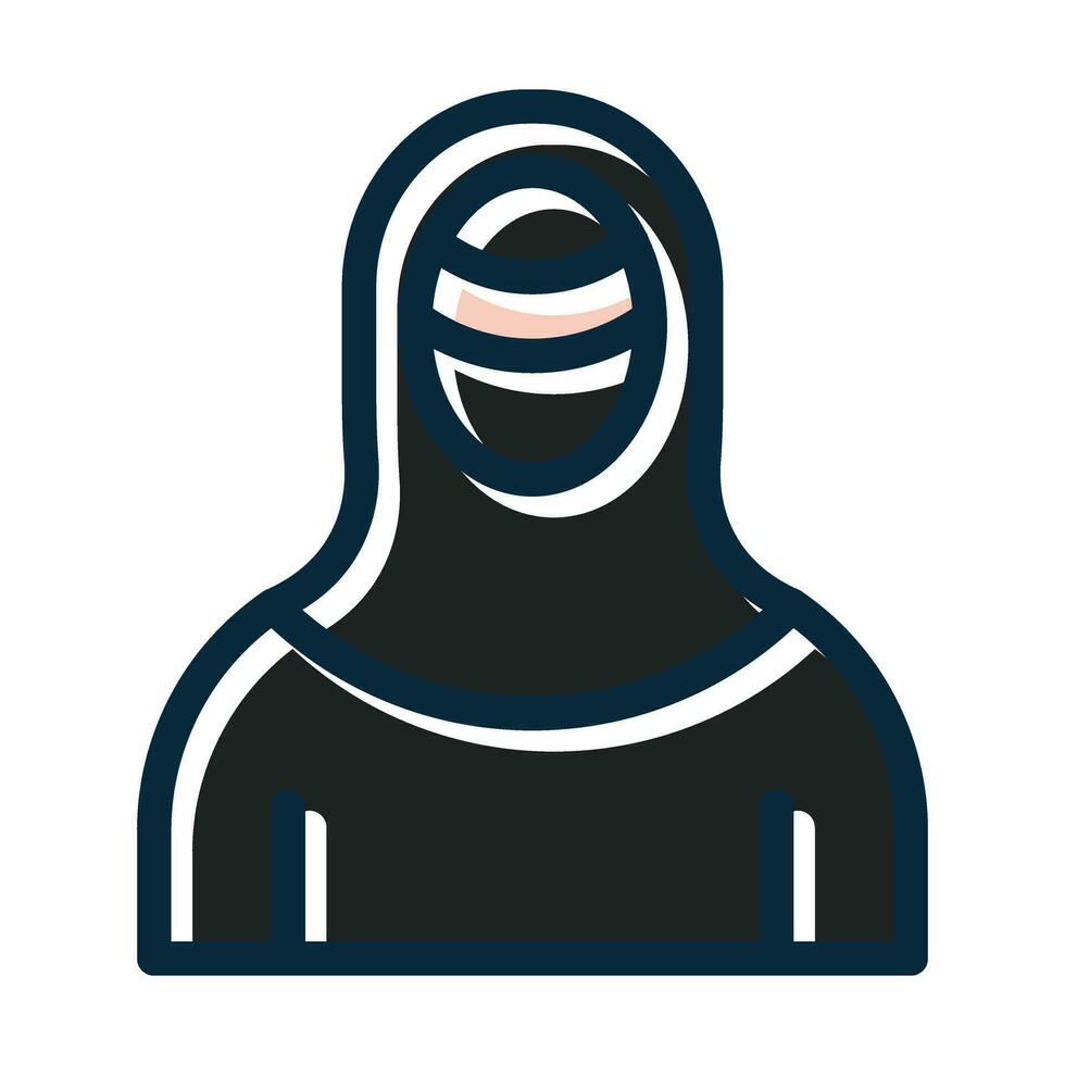 femme avec niqab vecteur épais ligne rempli foncé couleurs Icônes pour personnel et commercial utiliser.