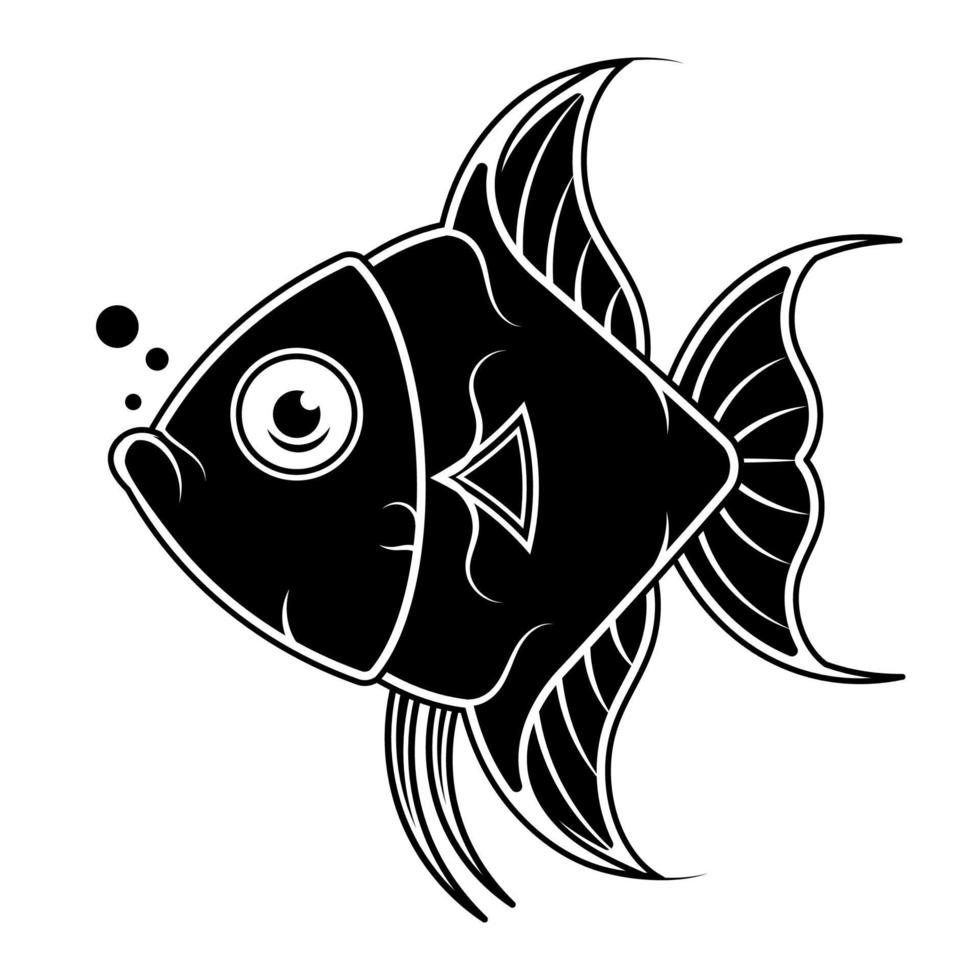 silhouette de poisson, vecteur noir et blanc. scalaire de poisson. vecteur