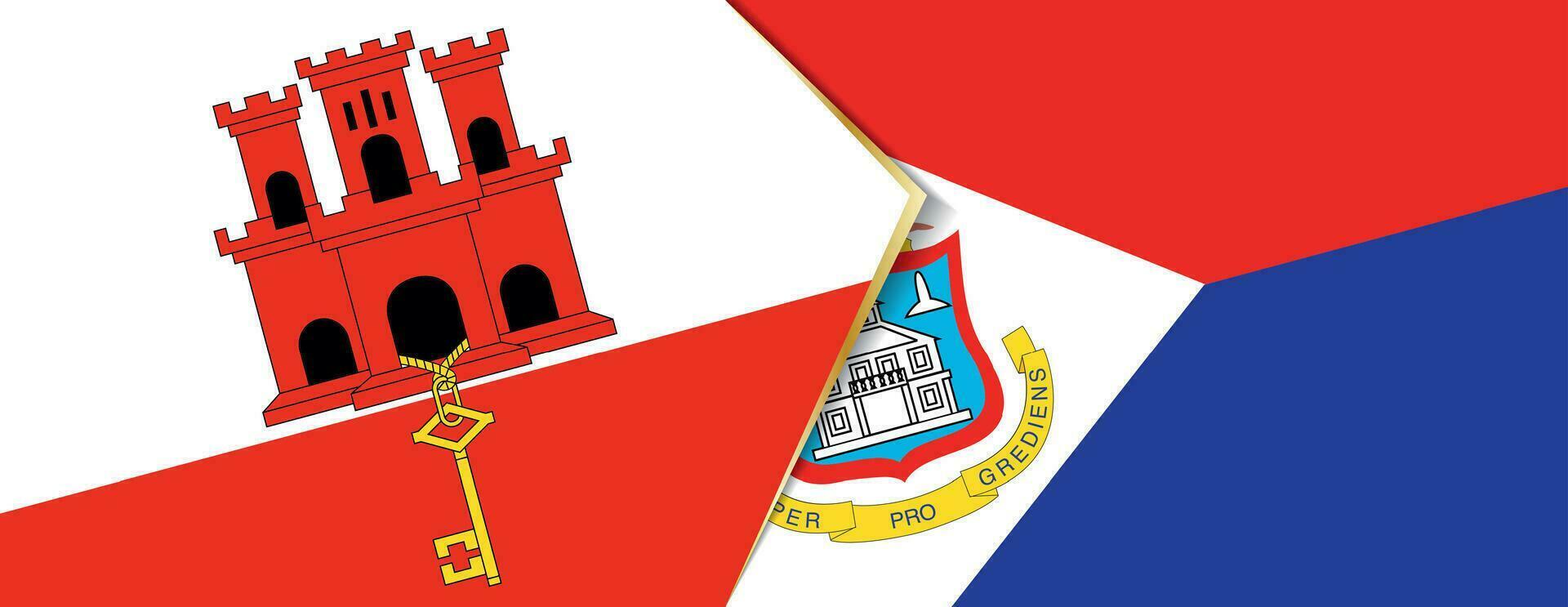 Gibraltar et saint Martin drapeaux, deux vecteur drapeaux.