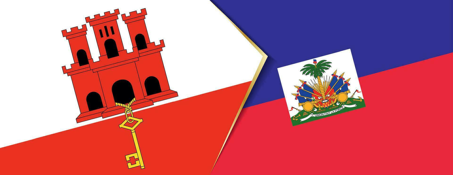 Gibraltar et Haïti drapeaux, deux vecteur drapeaux.