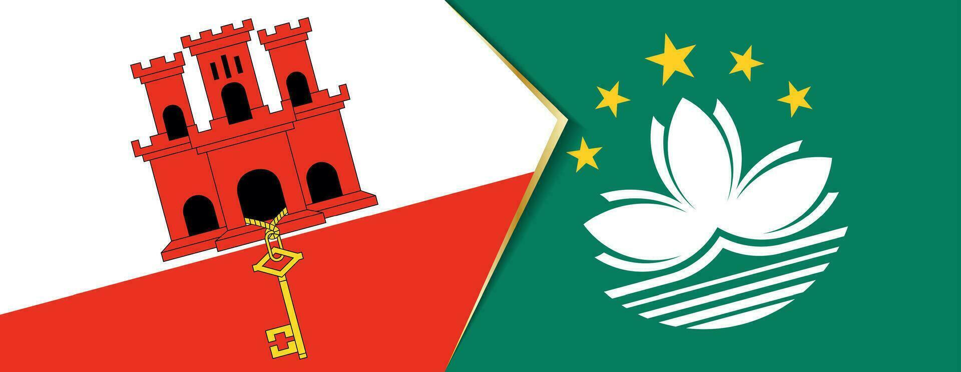 Gibraltar et macao drapeaux, deux vecteur drapeaux.