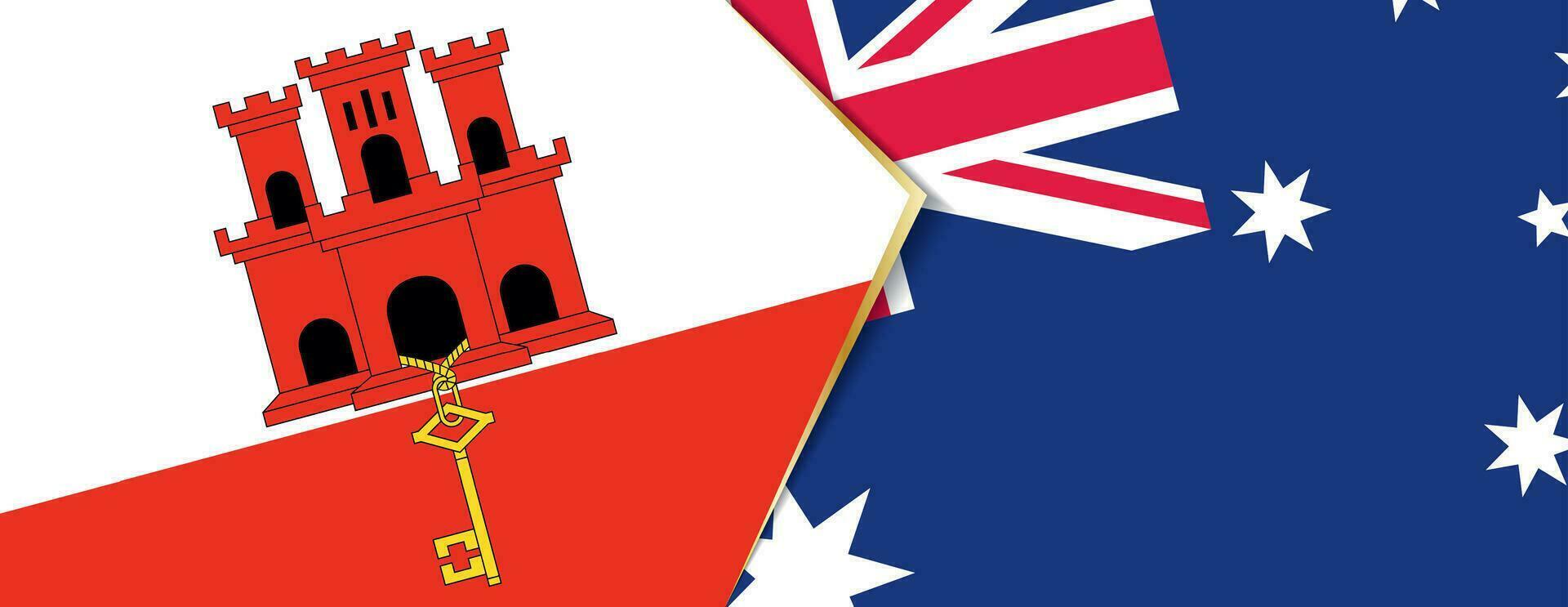 Gibraltar et Australie drapeaux, deux vecteur drapeaux.