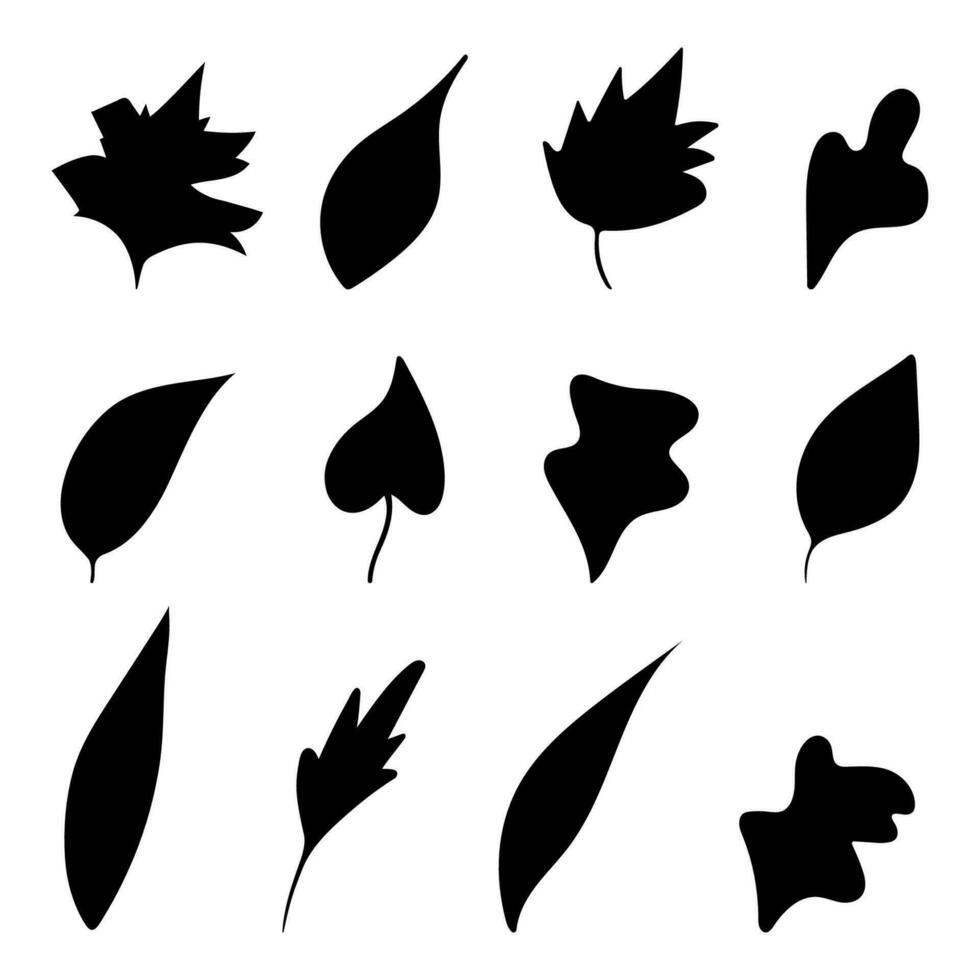 silhouettes noires de feuilles sur fond blanc vecteur