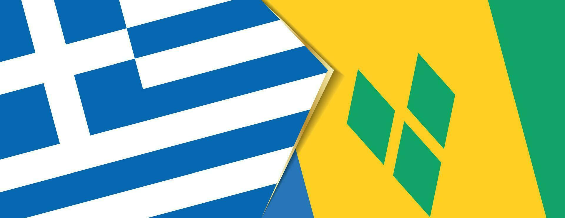 Grèce et Saint Vincent et le grenadines drapeaux, deux vecteur drapeaux.