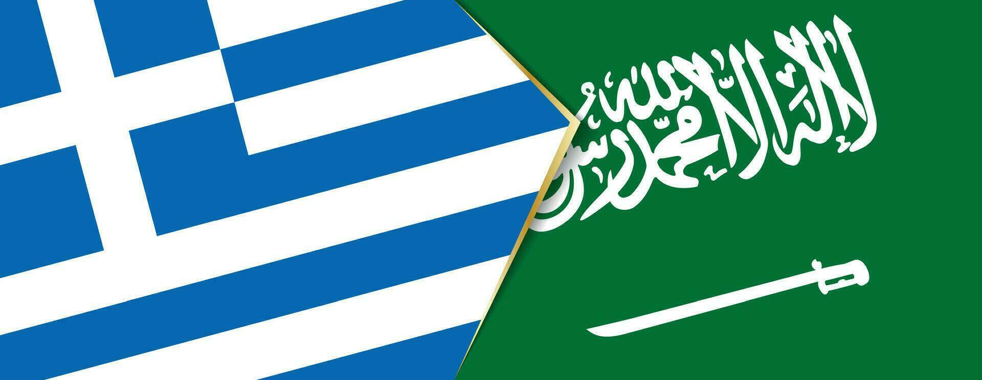 Grèce et saoudien Saoudite drapeaux, deux vecteur drapeaux.