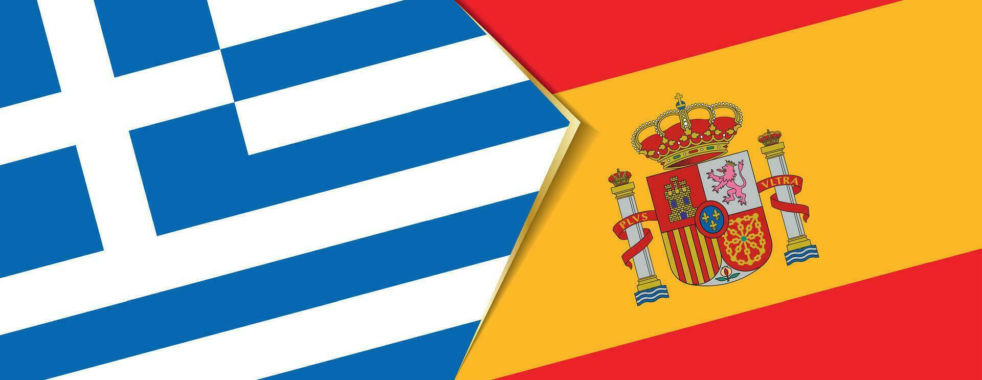 Grèce et Espagne drapeaux, deux vecteur drapeaux.