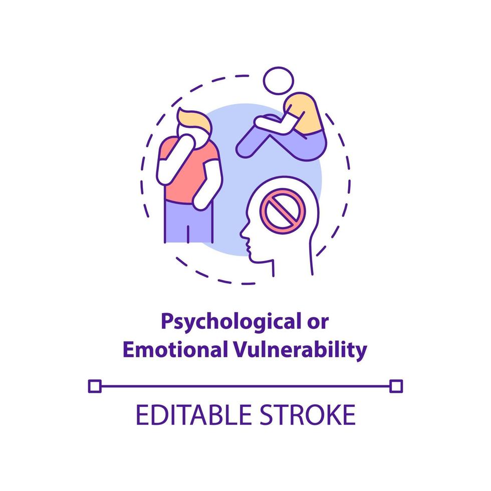 icône de concept de vulnérabilité psychologique ou émotionnelle vecteur