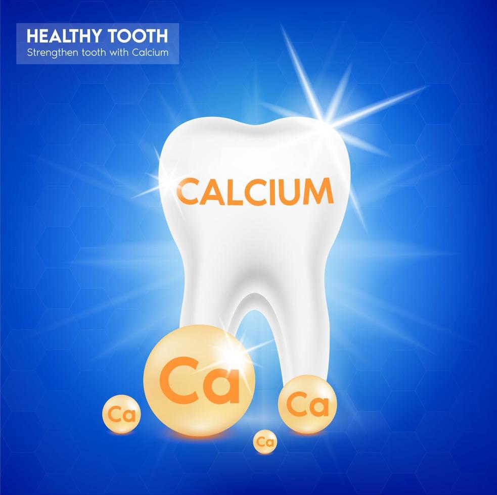 minéral de calcium. complexe de minéraux et de vitamines. complément alimentaire dent vecteur