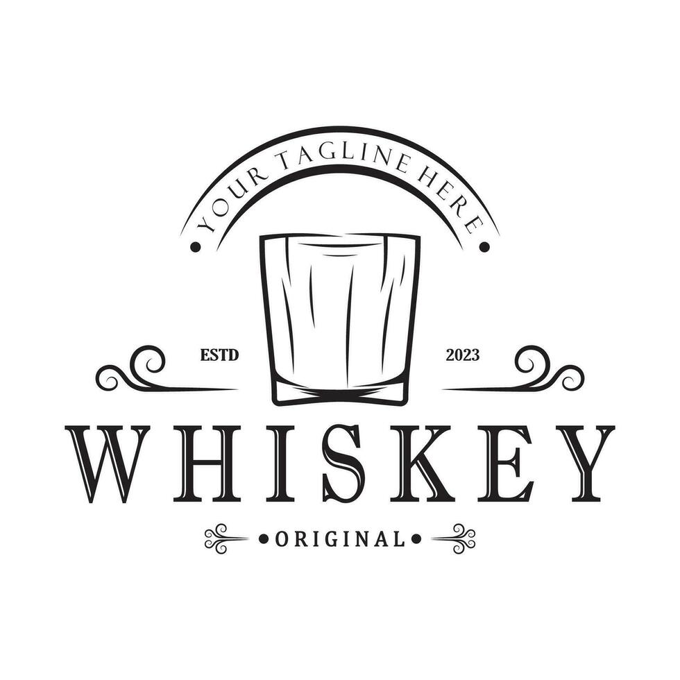 ancien prime whisky logo étiquette avec verre ou bière. pour boissons, barres, clubs, les cafés, entreprises. vecteur
