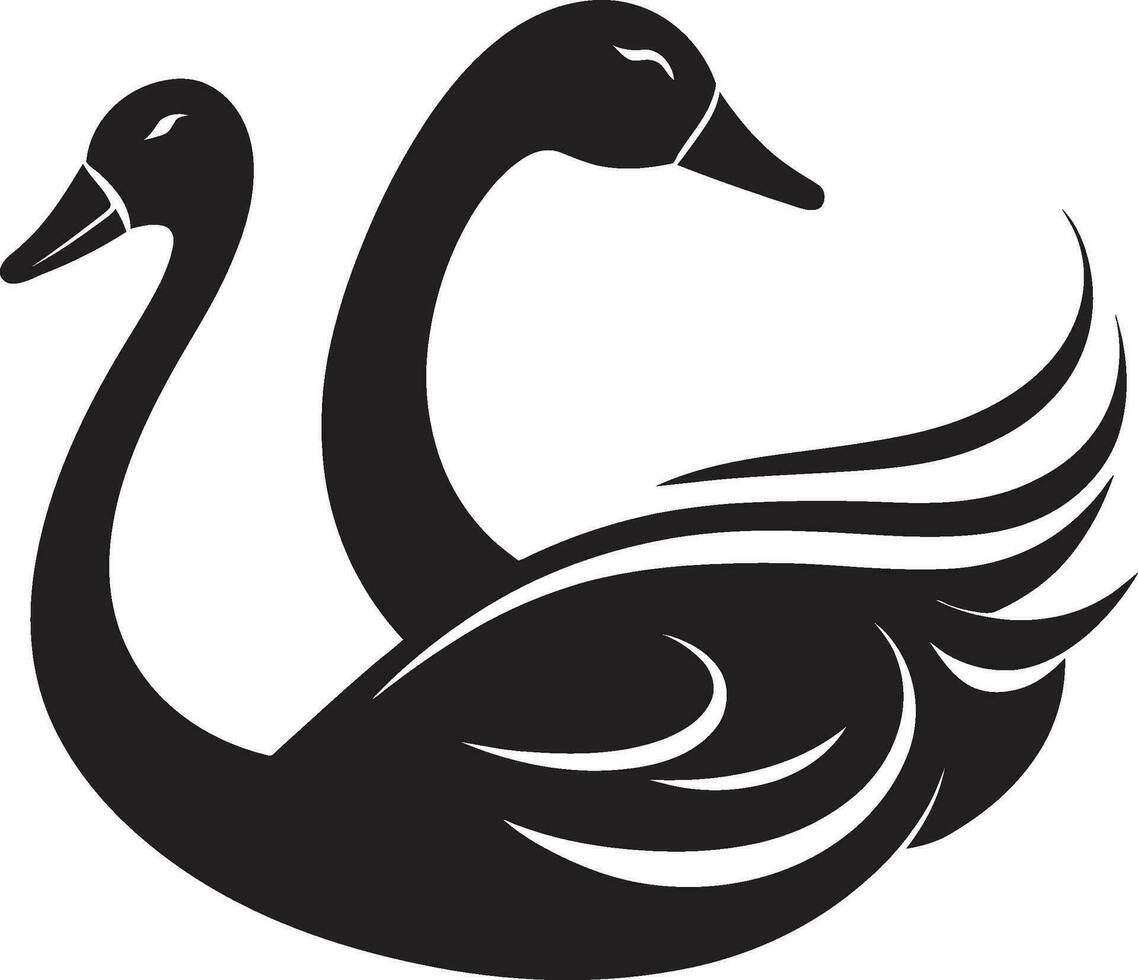 lisse noir cygne icône encre noir cygne logo art vecteur