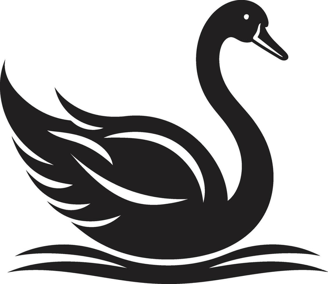 gracieux oiseau icône illustration noir beauté cygne logo vecteur